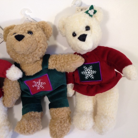 5 Vintage Hallmark Kiss Kiss Mistletoe Bear Plush Christmas...